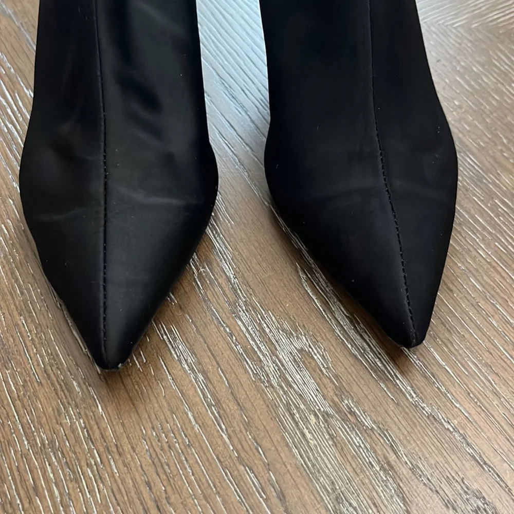 Tony Bianco black satin sock ankle bootie Size 6